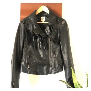 Vegan Fringe Leather Jacket